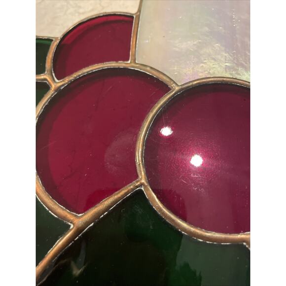 Vintage Stained Glass Christmas Window Leaded  Light Catcher Candle Large 16” - Picture 3 of 8